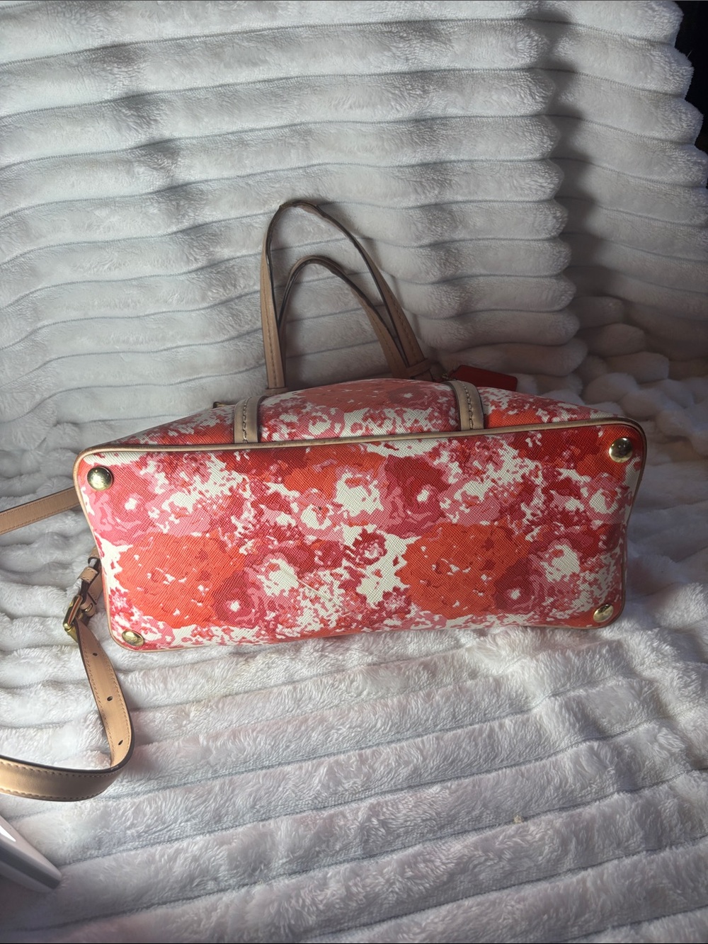Vintage Coach Peyton Floral Cora Domed Purse Handbag F31341  Red Pink White - Picture 8 of 12